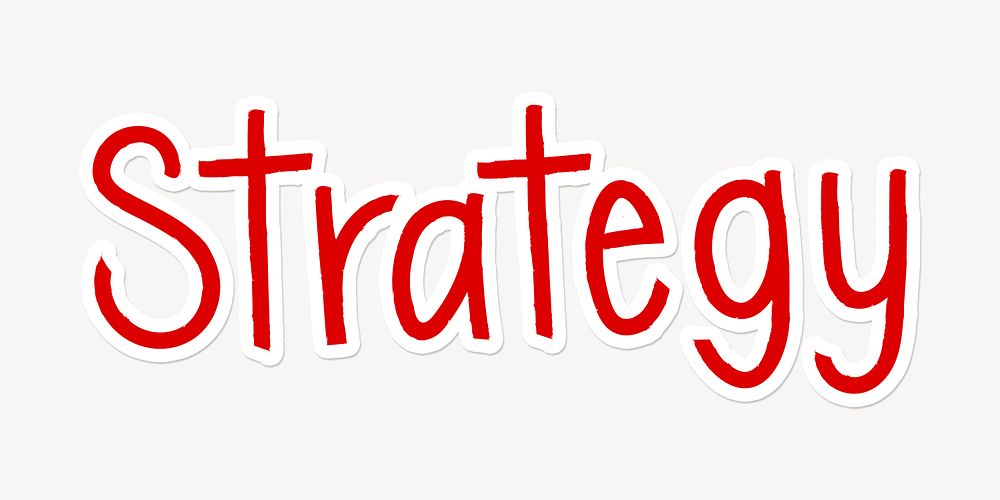 Strategy word, red doodle typography