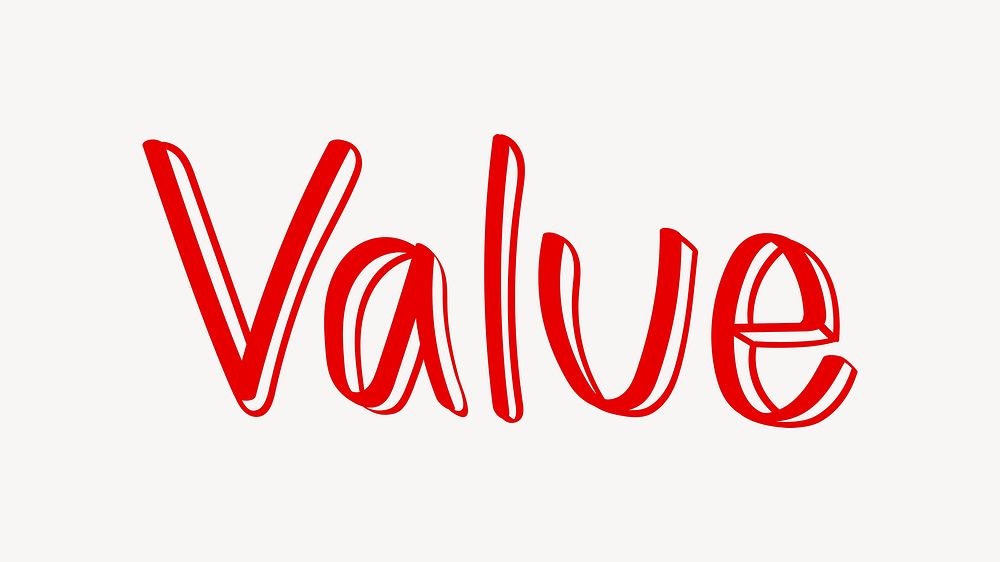 Value word, red doodle typography
