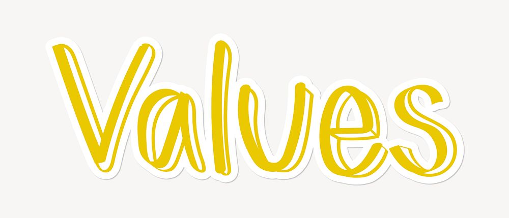 Values word, cute yellow typography