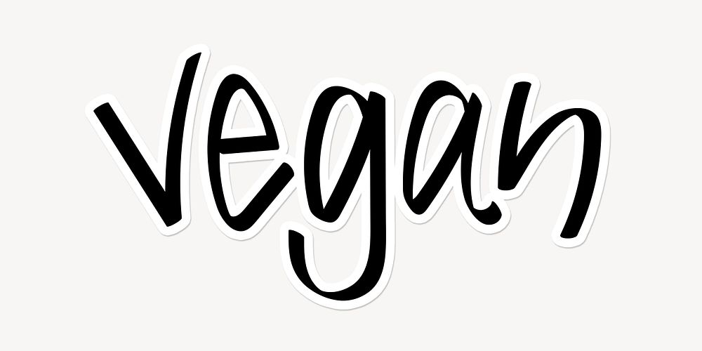 Vegan word, doodle typography, black & white design