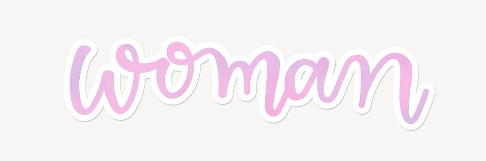 Woman word, cute pink typography