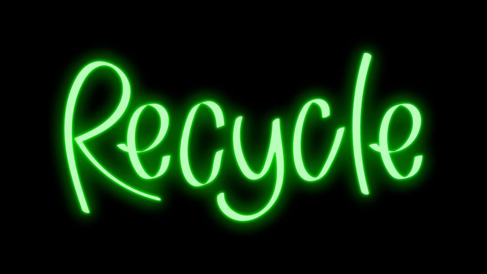 Recycle word, doodle neon typography