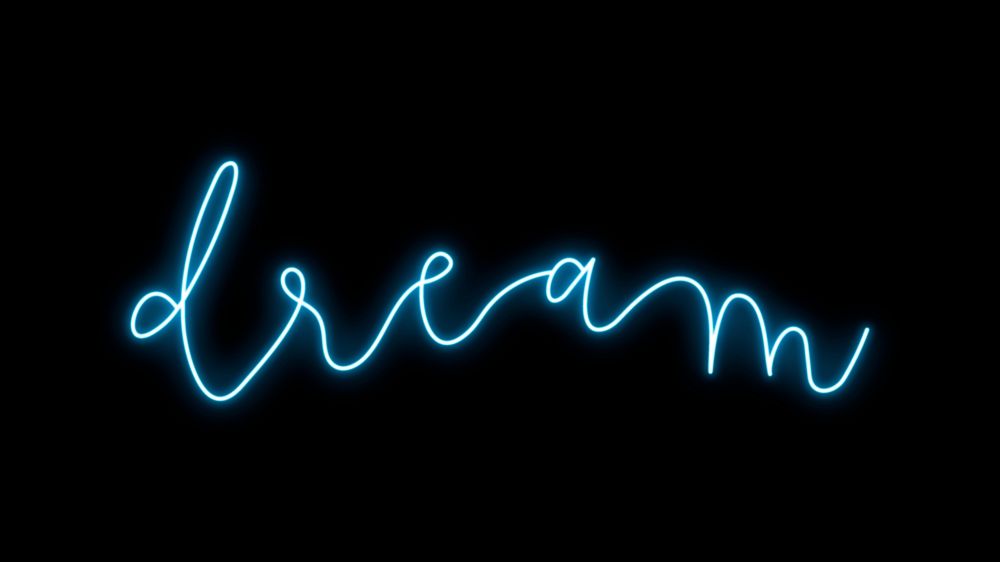 Dream word, neon typography psd