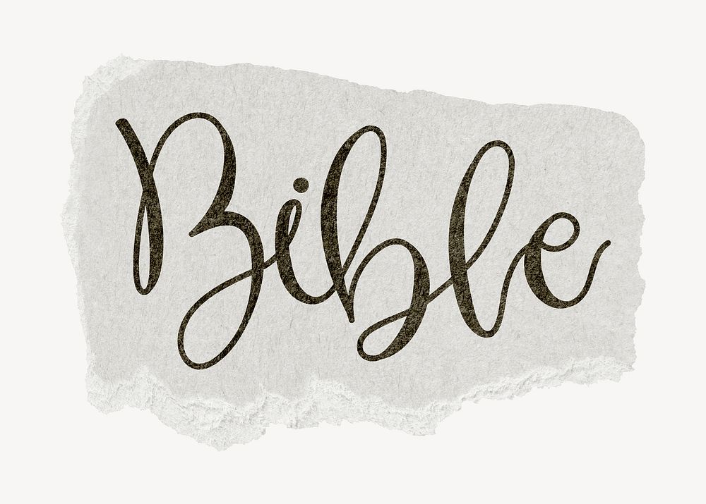 Bible word, ripped paper typography psd