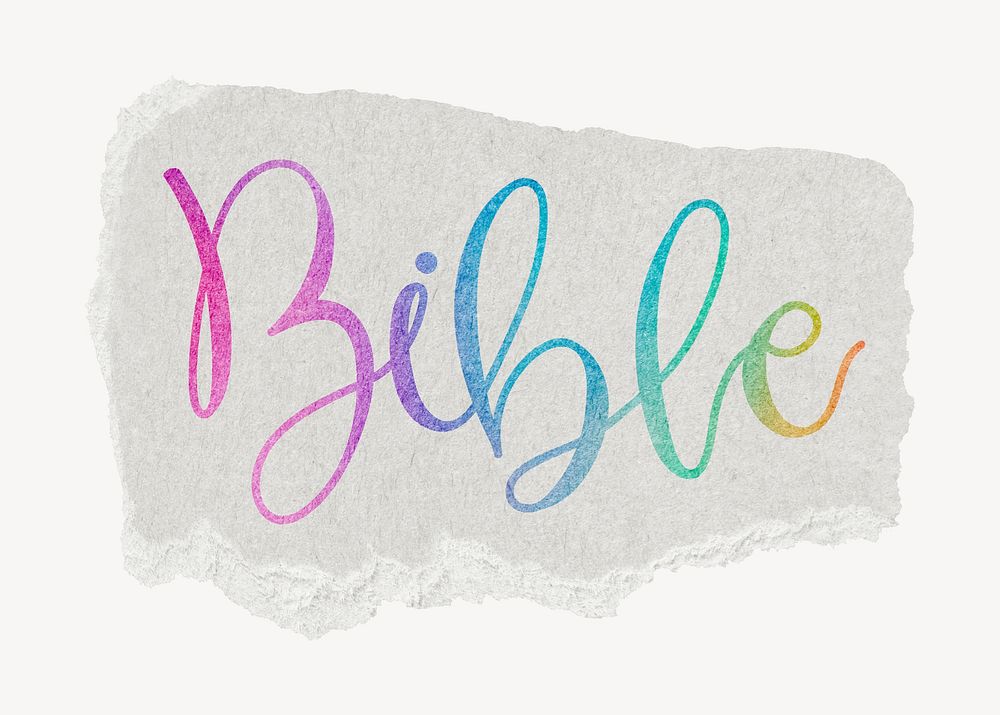 Bible word, ripped paper typography psd