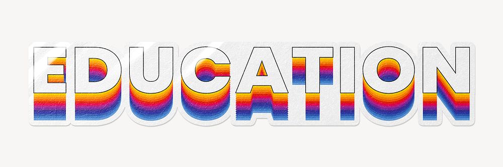 Education word typography, layered retro font