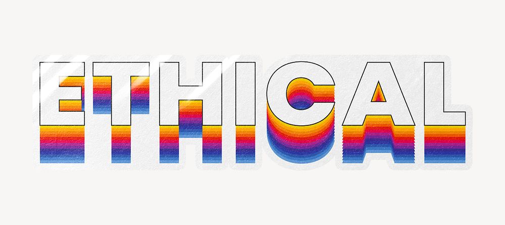 Ethical word typography, layered retro font