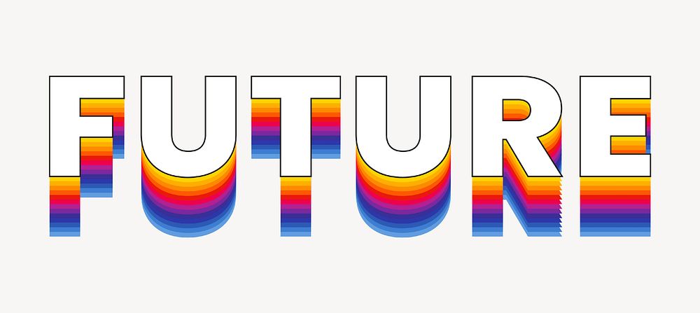 Future word typography, layered retro font