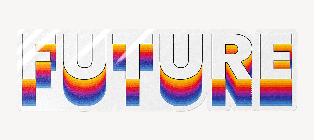Future word typography, layered retro font
