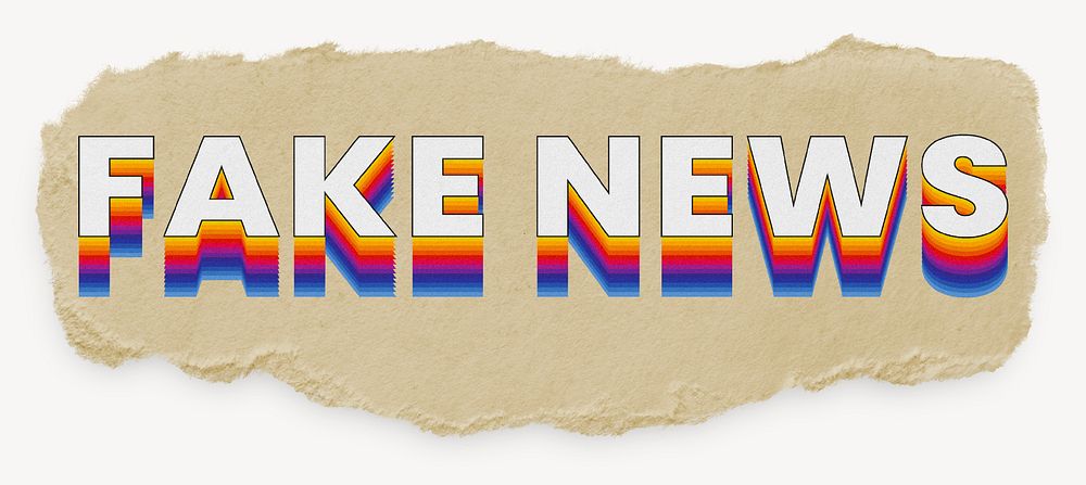 Fake news word, ripped paper typography