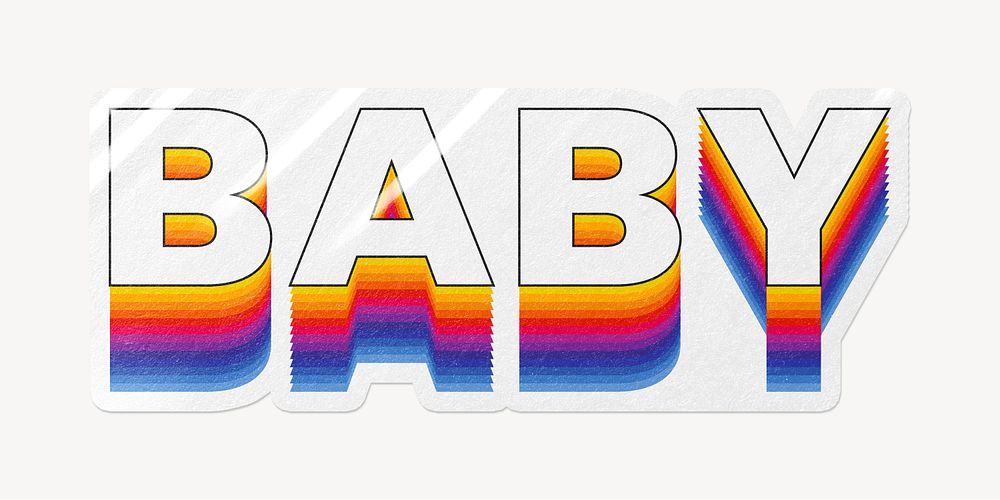 Baby word typography, layered retro font