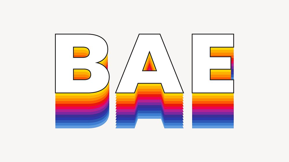 Bae word typography, layered retro font