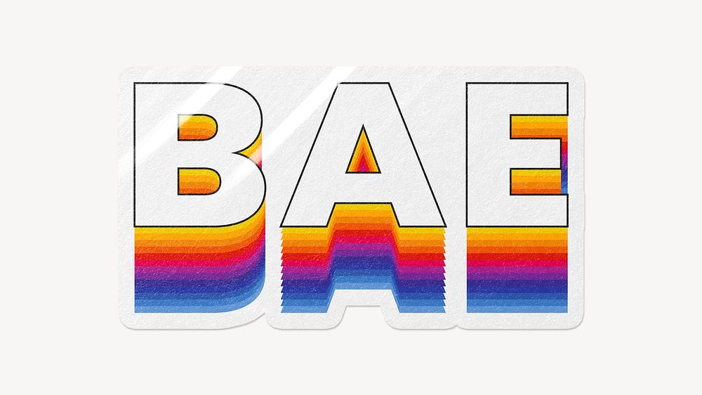 Bae word typography, layered retro font