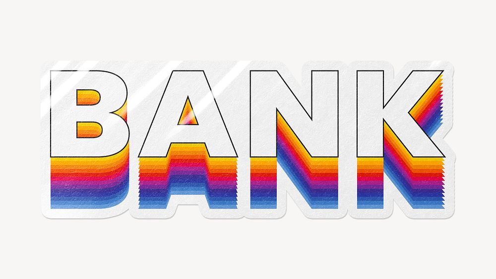 Bank word typography, layered retro font