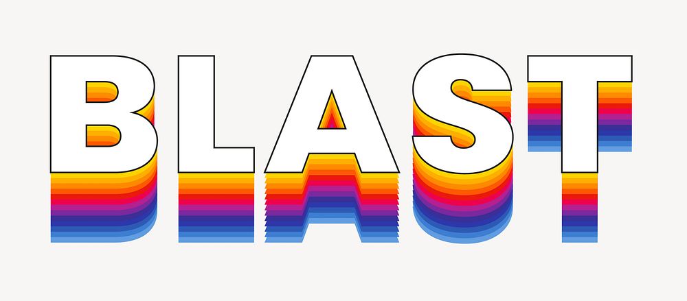 Blast word typography, layered retro font