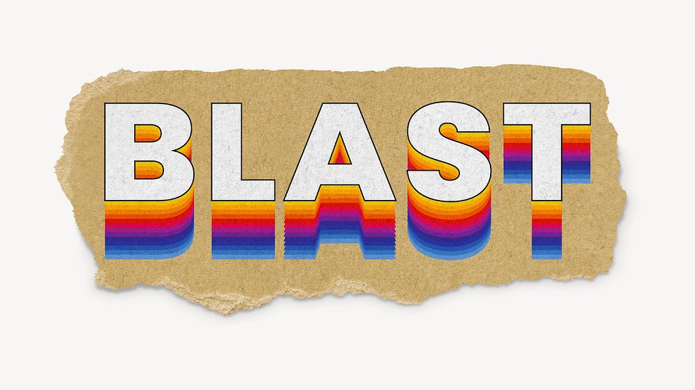 Blast word, ripped paper typography