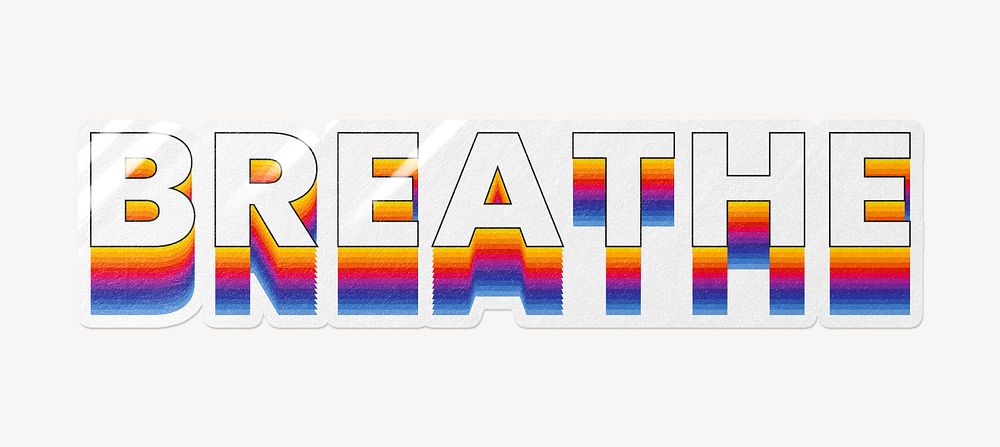 Breathe word typography, layered retro font