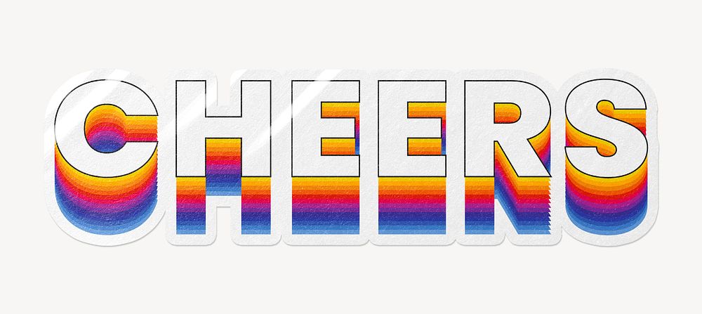 Cheers word typography, layered retro font