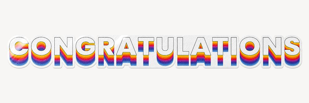 Congratulations word typography, layered retro font