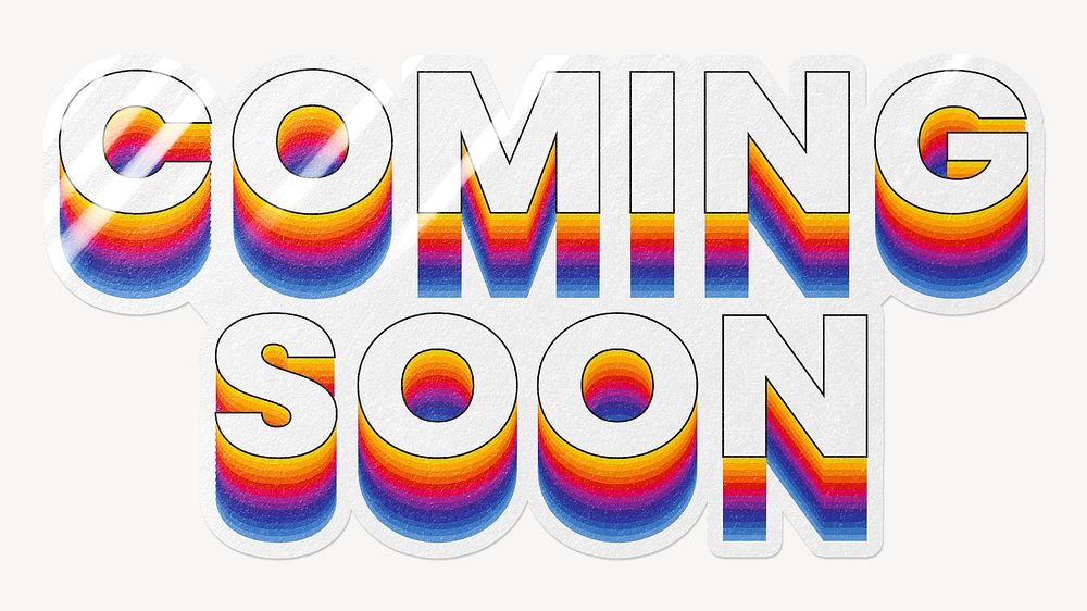 Coming soon word typography, layered retro font