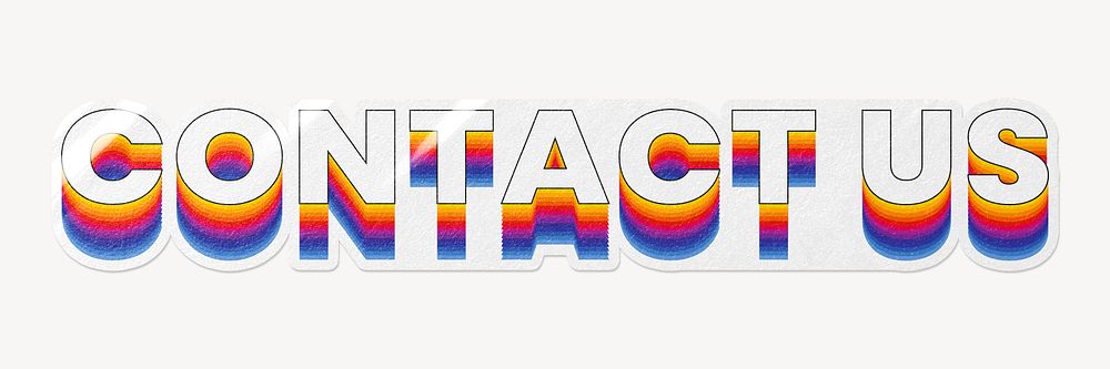 Contact us word typography, layered retro font