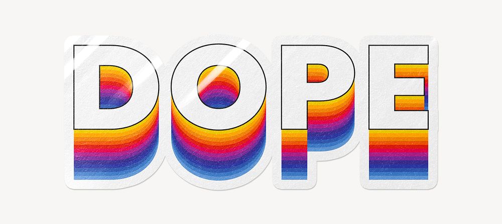 Dope word typography, layered retro font