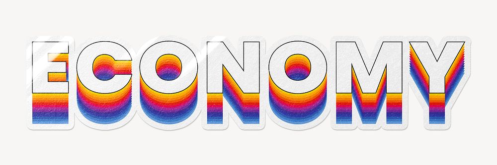 Economy word typography, layered retro font