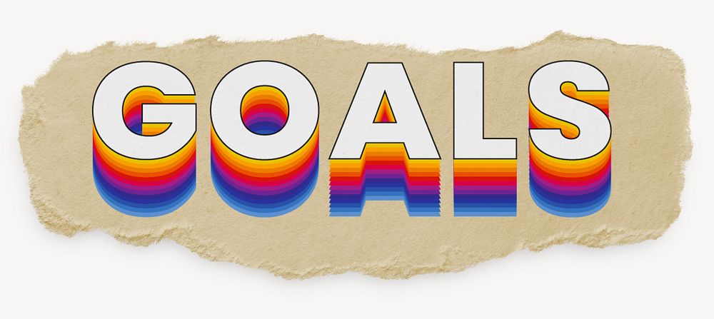 Goals word, ripped paper typography