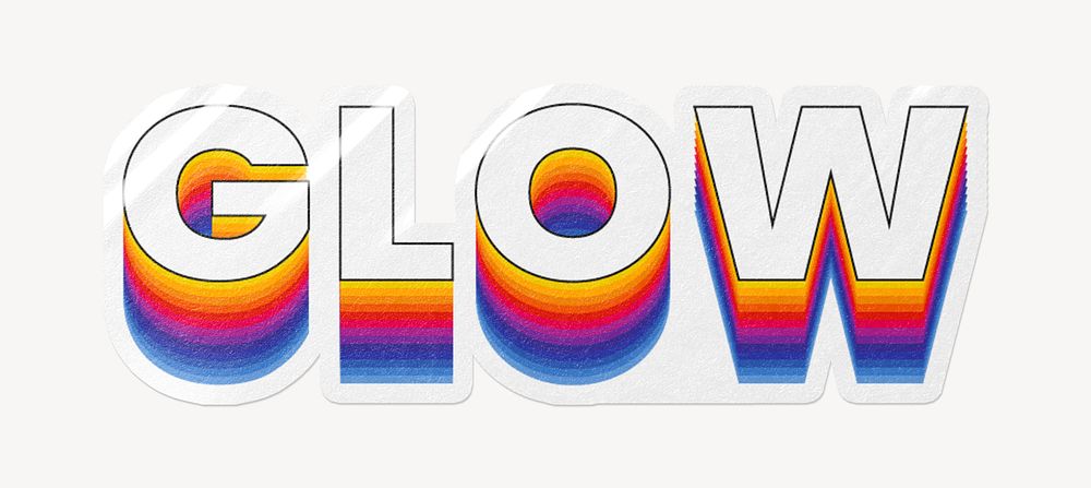 Glow word typography, layered retro font