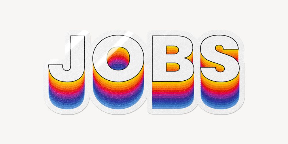 Jobs word typography, layered retro font