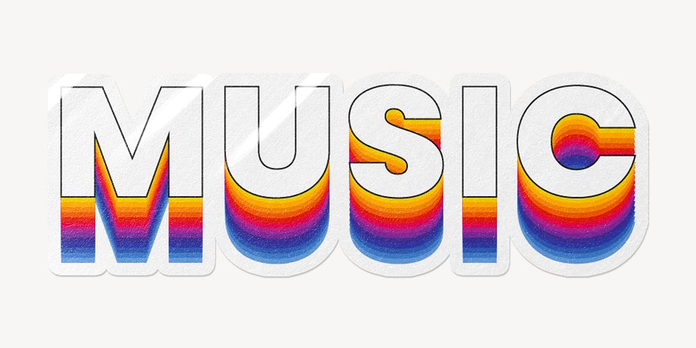 Music word typography, layered retro font