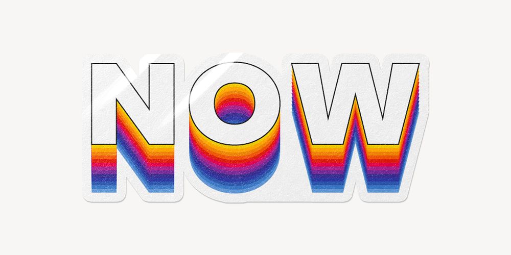 Now word typography, layered retro font