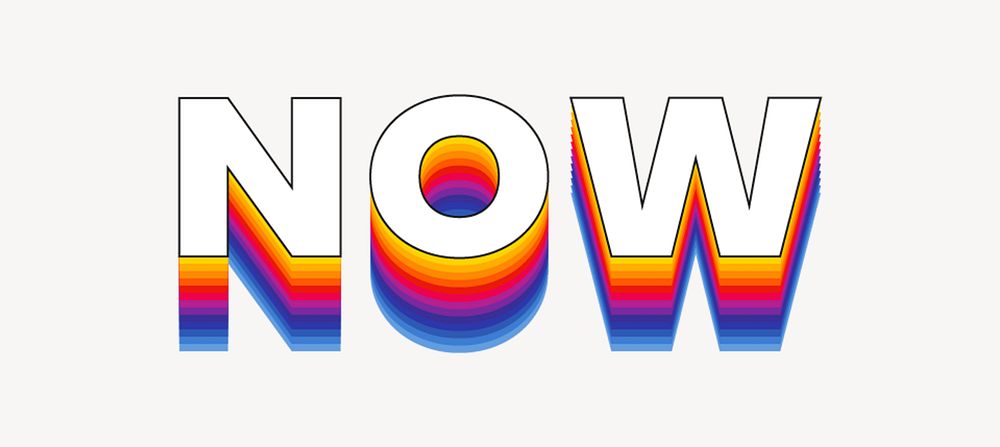 Now word typography, layered retro font