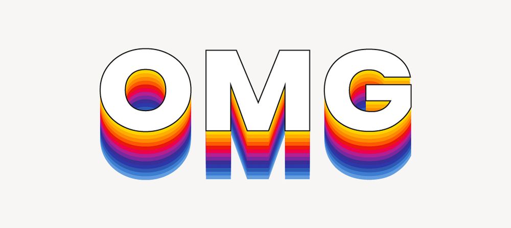 OMG word typography, layered retro font
