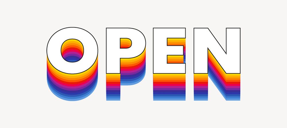 Open word typography, layered retro font