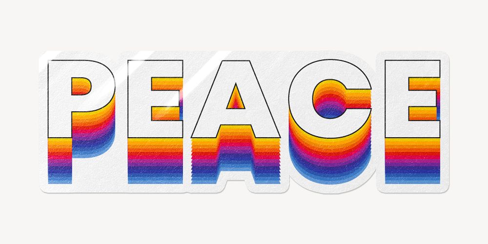 Peace word typography, layered retro font
