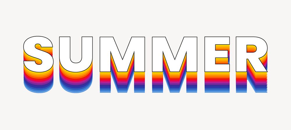 Summer word typography, layered retro font