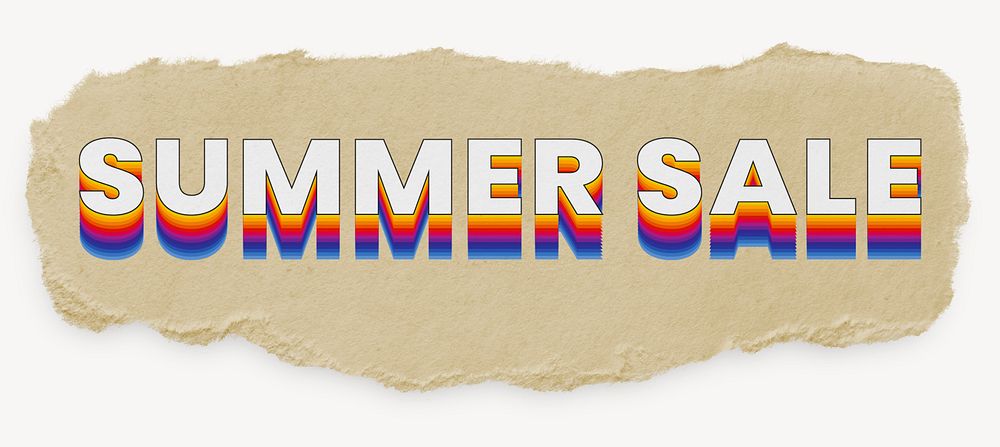 Summer sale word, ripped paper typography