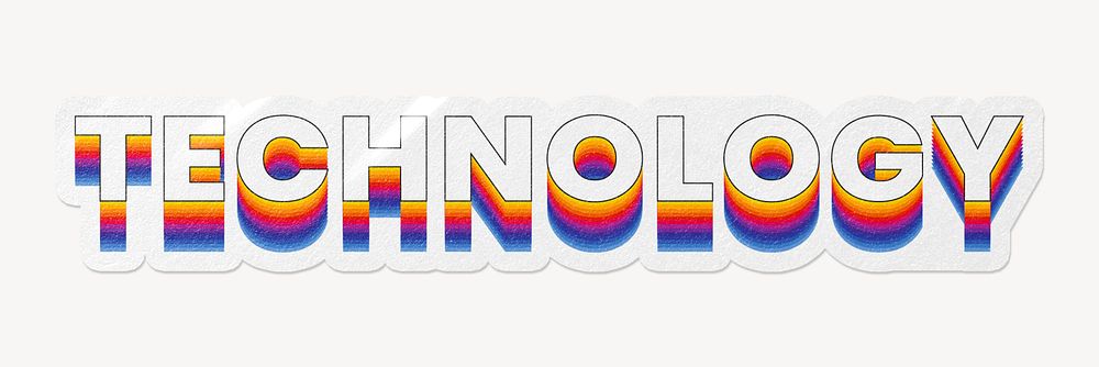 Technology word typography, layered retro font
