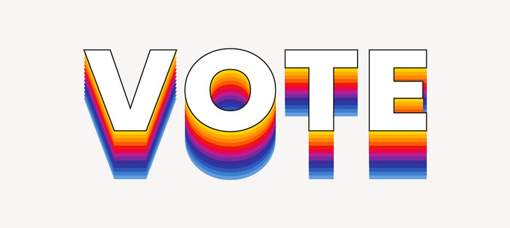 Vote word typography, layered retro font