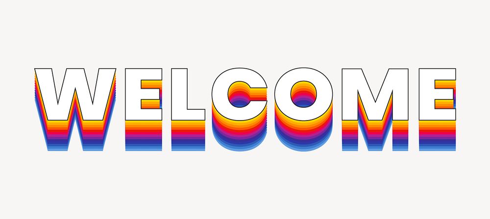 Welcome word typography, layered retro font
