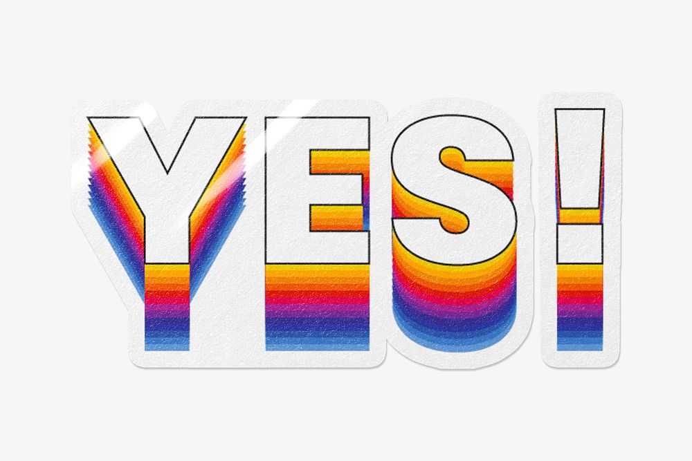 Yes! word typography, layered retro font