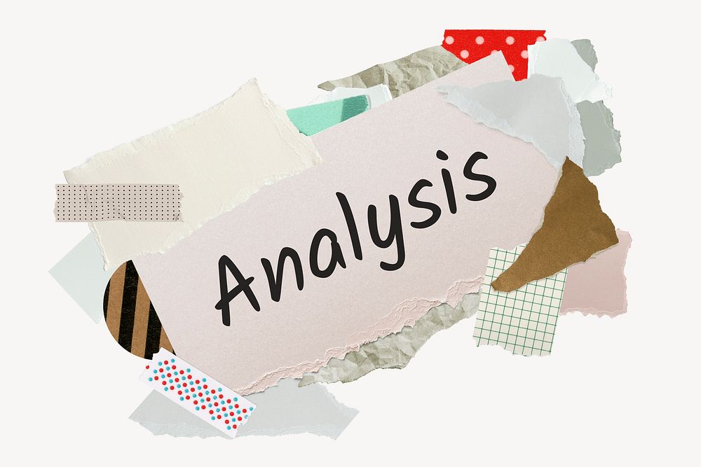 Analysis word, aesthetic paper collage typography