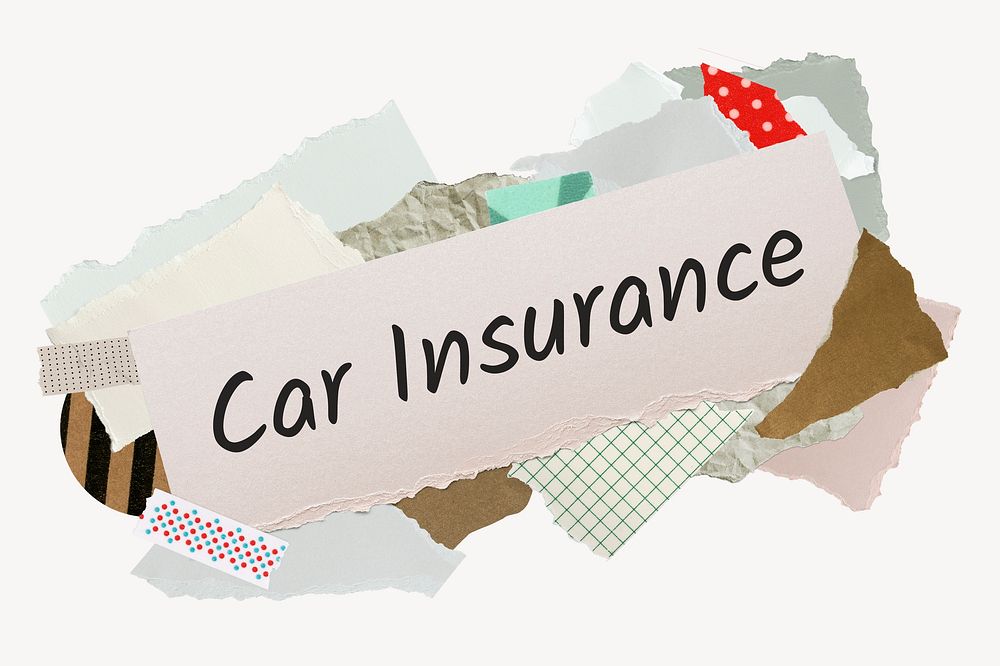 Car insurance word, aesthetic paper collage typography