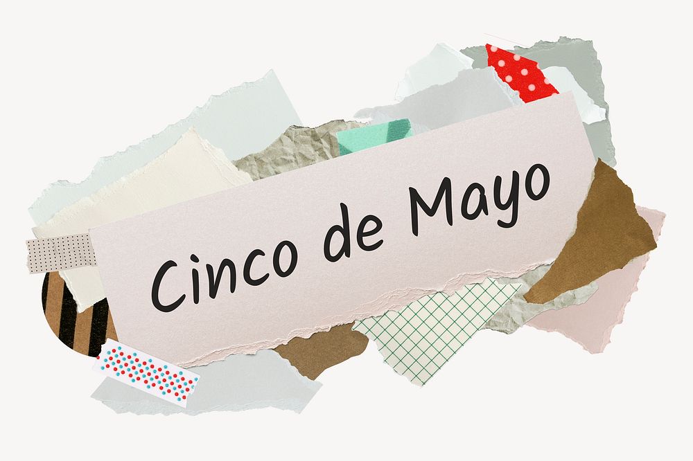 Cinco de Mayo word, aesthetic paper collage typography