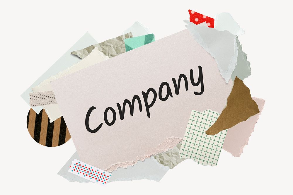 Company word, aesthetic paper collage typography