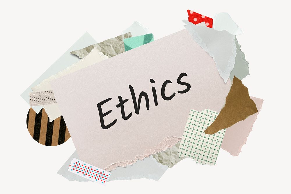 Ethics word, aesthetic paper collage typography