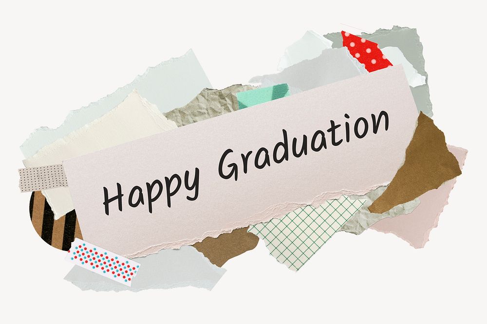 Happy Graduation word, aesthetic paper collage typography