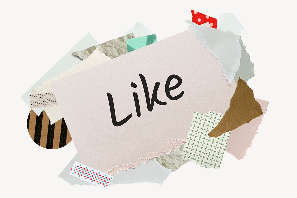 Like word, aesthetic paper collage typography