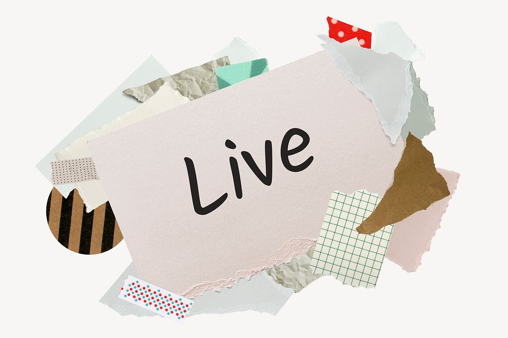 Live word, aesthetic paper collage typography